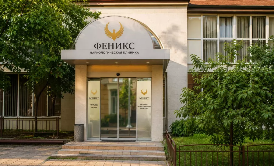 Вход в наркологическую клинику «Феникс» в Киреевске